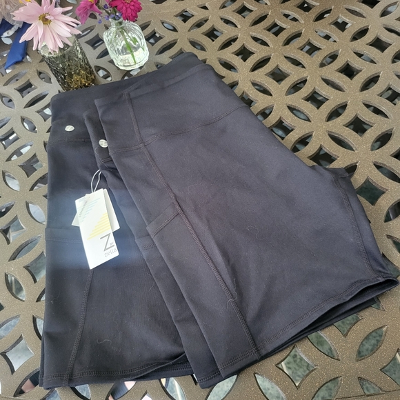 Zella Pants - (2 pair) High waisted black biker shorts with pockets